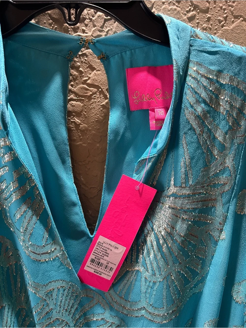 Lela Rose Turquoise Metallic Floral Tiered Dress for Kids
